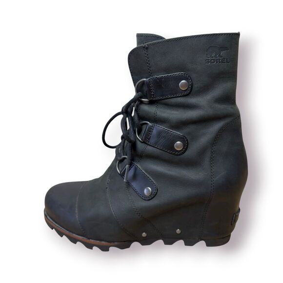 Sorel Joan Of Arctic Wedge II Boots Womens 10 Lace Up Bootie NL3018-010 Black - Picture 3 of 12